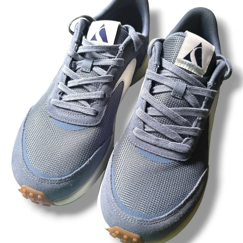 Skechers Air-Cooled Memory Foam Slate Blue Suede Mesh Athletic Sneakers